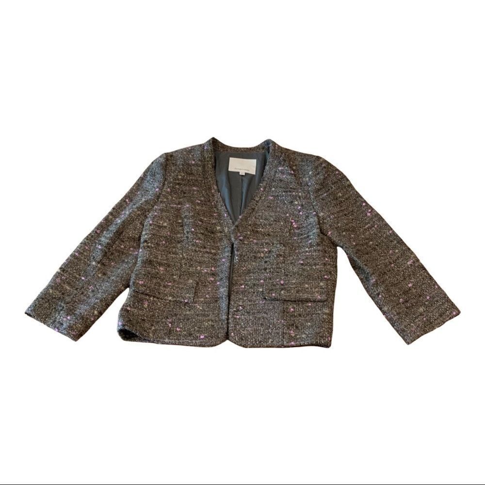 Classiques Entier Wool Blend Tweed Jacket Sz Medium Grey Black Purple Brown